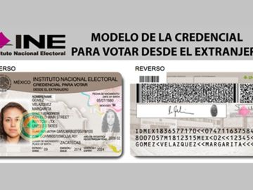 Esta imagen muestra el modelo de una credencial para votar, dedicada para los mexicanos migrantes.
