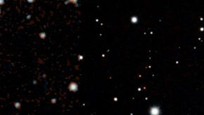 Imagen de la galaxia Fireworks (NGC 6946) del Digital Sky Survey, con datos del observatorio NuSTAR (en azul y verde).