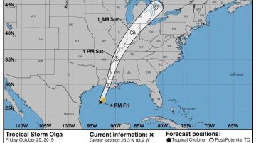 La tormenta tropical Olga se acerca a Louisiana.