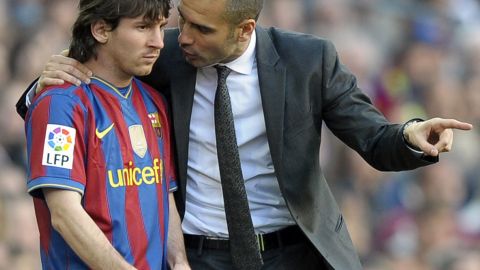 Lionel Messi y Pep Guardiola en el FC Barcelona.