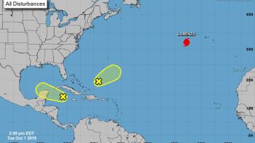 El mapa de pronóstico de 5 días muestra dos disturbios cerca del Caribe y el Golfo de México.