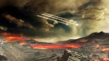 Un artista de NASA imagina cómo fue el bombardeo de meteoritos contra la Tierra.
