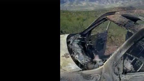 Así quedó  una de las  camionetas de la familia LeBaron.