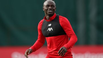 LIVERPOOL, ENGLAND - OCTOBER 22: Sadio Mane warms up during a Liverpool training session ahead of the Champions League group E match against KRC Genk at Melwood Training Ground on October 22, 2019 in Liverpool, England. (Photo by Jan Kruger/Getty Images)