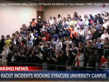 Estudiantes de la Universidad de Syracuse protestan por ataques de odio.