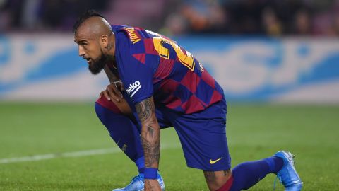 BARCELONA, SPAIN - OCTOBER 29: Arturo Vidal of FC Barcelona reacts during the Liga match between FC Barcelona and Real Valladolid CF at Camp Nou on October 29, 2019 in Barcelona, Spain. (Photo by Alex Caparros/Getty Images)