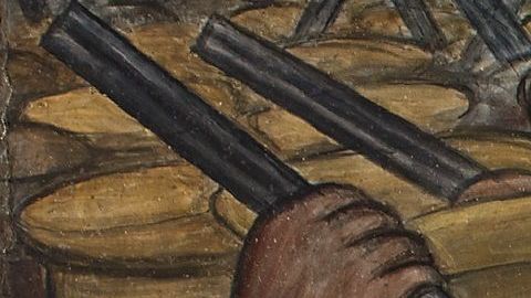 Diego Rivera, El Levantamiento, 1931. Fresco sobre cemento reforzado en un marco de acero galvanizado.