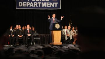 De Blasio en un acto de NYPD en 2017