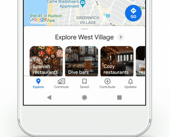 Cinco pestañas proporcionan un acceso más fácil a todo lo que necesita en Google Maps.