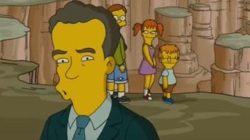 Escena cameo de Tom Hanks en la cinta de The Simpsons.