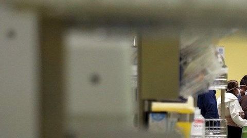 General view of the intensive care unit with 14 beds set up inside a gym of the San Raffaele University to face the health emergency due to the spread of Coronavirus in Milan, Italy, 22 March 2020. The project was funded with a fundraiser promoted by fashion blogger Chiara Ferragni and rapper Fedez and will be operational on 23 March.