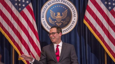 Secretario del Tesoro,  Steven Mnuchin./David McNew/Getty Images