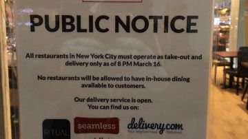 El cierre de los restaurantes podría durar meses en Nueva York.