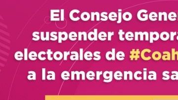 El INE anunció la suspensión de las elecciones que se realizarína el primer domingo de junio.