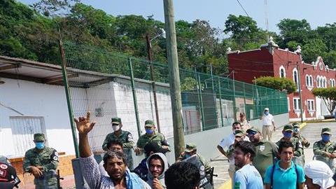 Migrantes en albergue Siglo XXI en Chiapas.