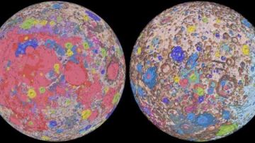 El mapa muestra en detalle las características geológicas de ambas caras de la Luna.