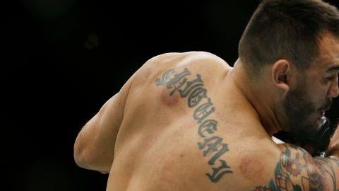 Andrei Arlovski golpeando a Augusto Sakai.