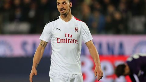 Zlatan Ibrahimovic en un partido de serie A con el Milán.