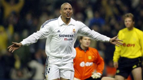 Ronaldo celebrando un gol con el Real Madrid.