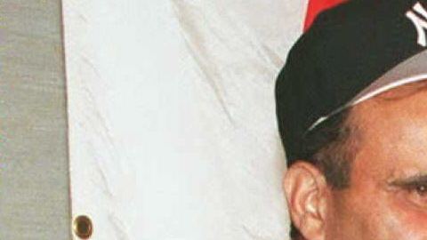 NEW YORK, UNITED STATES:  Joe Torre (L) was introduced as the newest New York Yankees manager by general manager Bob Watson (R) at Yankee Stadium 02 November in New York. Torre, 55,  replaces Buck Showalter and becomes the Yankees 21st manager since the team was bought by George Steinbrenner in 1973. AFP PHOTO (Photo credit should read HENNY RAY ABRAMS/AFP via Getty Images)