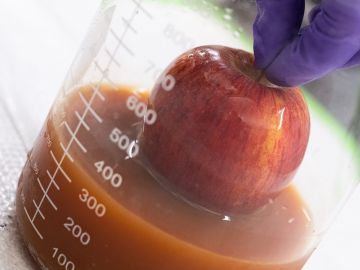 Una alternativa a la cera que se aplica actualmente a las manzanas. El nuevo recubrimiento a base de huevo es comestible y se puede retirar con solo lavar.