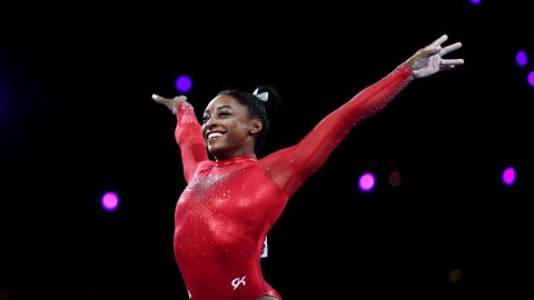 Simone Biles en el Campeonato Mundial de Gimnasia de 2019 en Stuttgart.