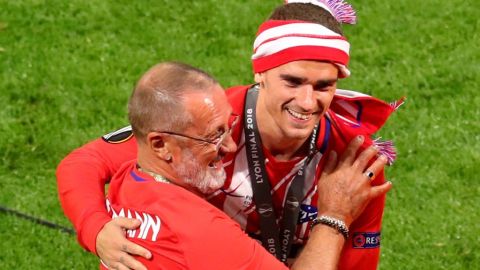 Antoine Griezmann con su padre en su etapa con el Atlético de Madrid.