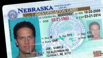 Ejemplo de licencia de manejo en Nebraska.