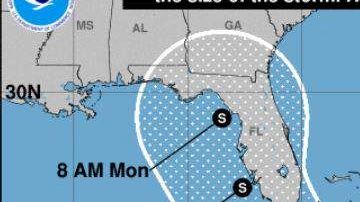 El ciclón ahora tiene vientos sostenidos de 45mph y se mueve a una velocidad de 23mph.