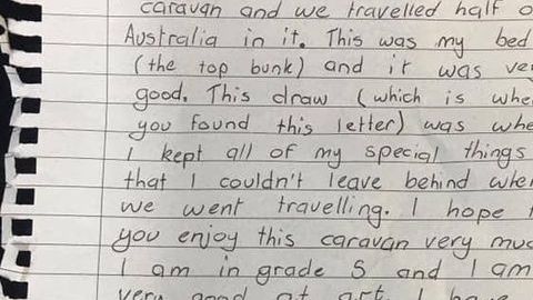 Nota de una niña para los futuros dueños de su caravana.