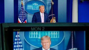 Donald Trump en rueda de prensa en la Casa Blanca.