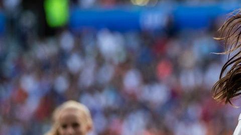 Alex Morgan en un partido con Estados Unidos.