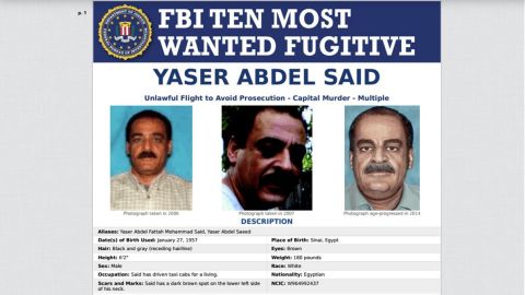 El cartel de fugitivo de Yaser Abdel Said.