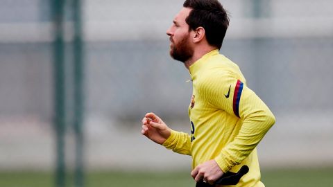 Leo Messi durante el entrenamiento del equipo azulgrana.