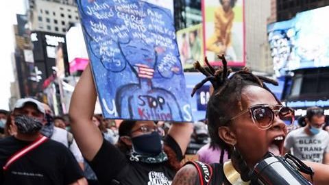 Marcha el lunes en Times Sq, NYC