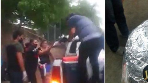 Repartieron alimentos afuera de un hospital.