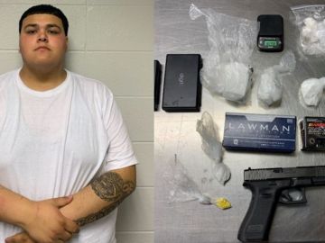 Autoridades realizaron una orden de registro en la casa Ángel López, de 21 años, en Round Lake, Illinois y encontraron drogas, un arma, municiones. Foto Captura Fox Chicago 32