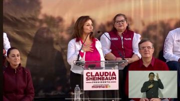 Selene Partida, inmigrante que reside en Chicago, habló en Tijuana en un mitin de Claudia Sheimbaum, candidata a la Presidencia de México por el partido Morena. (Cortesía Eréndira Strittar)