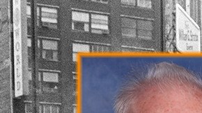 Manifestantes en Chicago dutrante las protestas en el contexto de la Convención Demócrata de 1968. En el recuadro, el pacifista Bradford Lyttle, en una foto reciente. (AP y Cortesía Brandon Lyttle)