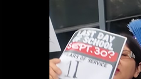 Afiliados al sindicato SEIU protestan por el despido de conserjes que realizaban labores de limpieza en planteles de las Escuelas Públicas de Chicago. (Facebook/SEIU)