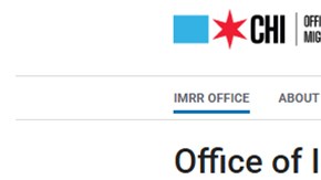 La portada del nuevo sitio web de la Oficina de Derechos de Inmigrantes, Migrantes y Refugiados (IMRR) de la Ciudad de Chicago. (www.chicago.gov/IMRR)