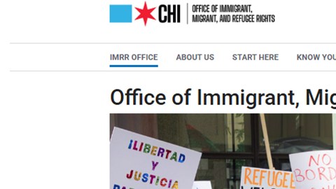 La portada del nuevo sitio web de la Oficina de Derechos de Inmigrantes, Migrantes y Refugiados (IMRR) de la Ciudad de Chicago. (www.chicago.gov/IMRR)