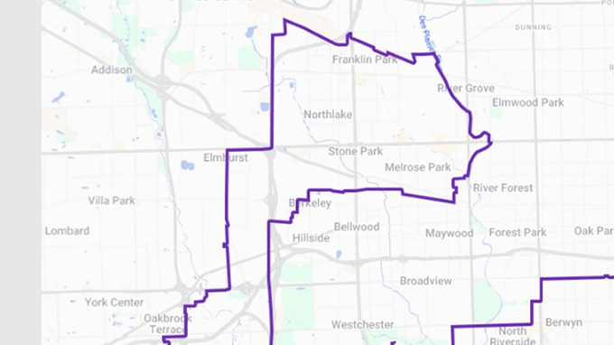 Mapa del Cuarto Distrito Congresional de Illinois para la elección de 2026.