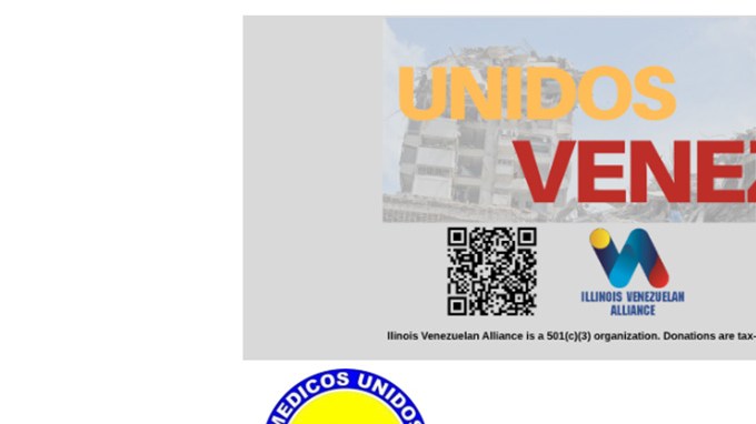 La página web que la Alianza Venezolana de Illinois ofrece para recaudar de modo seguro donaciones económicas en apoyo a los afectados por los terremotos en Venezuela.