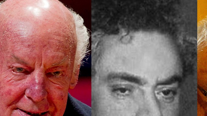 Eduardo Galeano, Silvestre Revueltas, Carlos Monsiváis y Juan Rulfo. (AP, Wikimedia/Fototeca Nacional de México)
