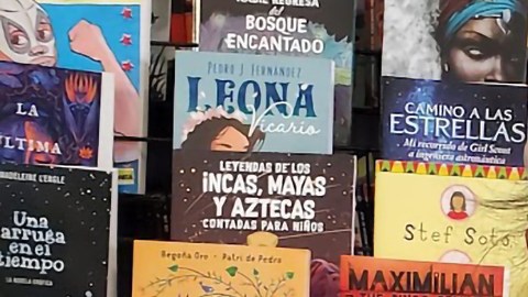 Pequeña lectora con las obras que ¡Viva! Los Libros pone a disponibilidad de las escuelas y familias latina de Chicago y el país. (Cortesía ¡Viva! Los Libros)